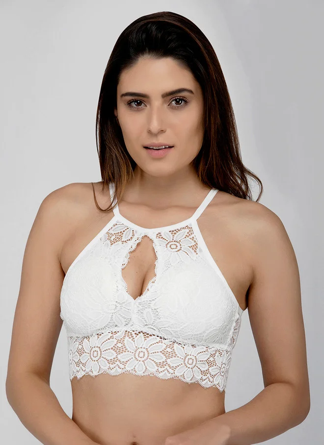 ليس اند مي  Laceandme Women White Lace Non-Wired Lightly Padded Bralette Bra 4363-White